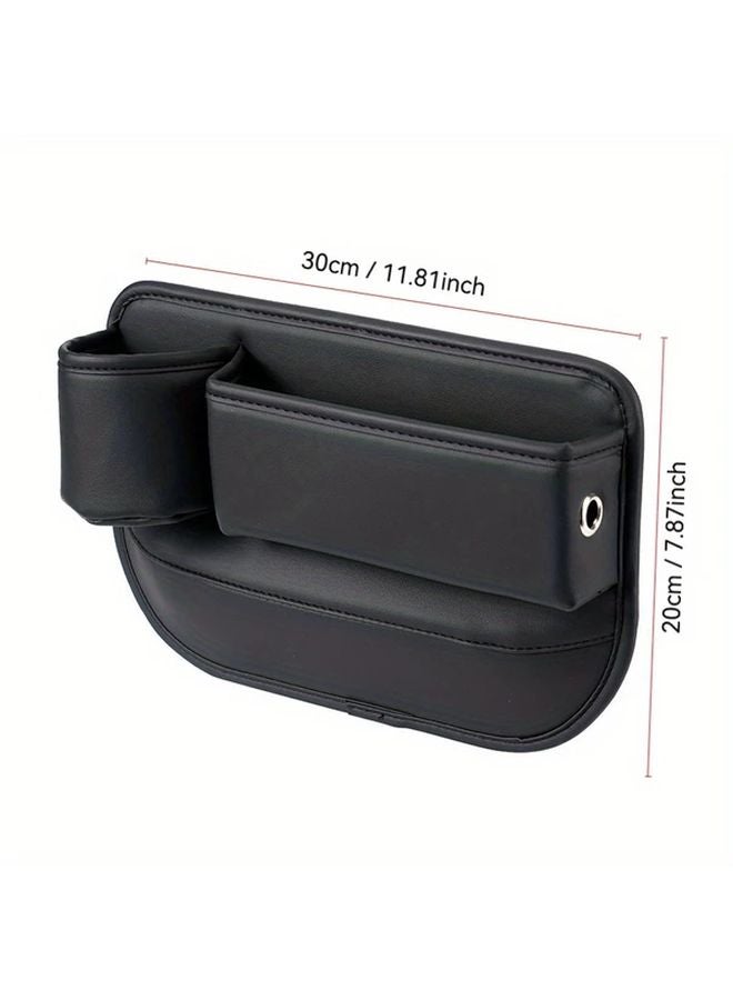 Right Side Car Seat Gap Storage Box With Cup Holders PU Leather Organizer - Image 2